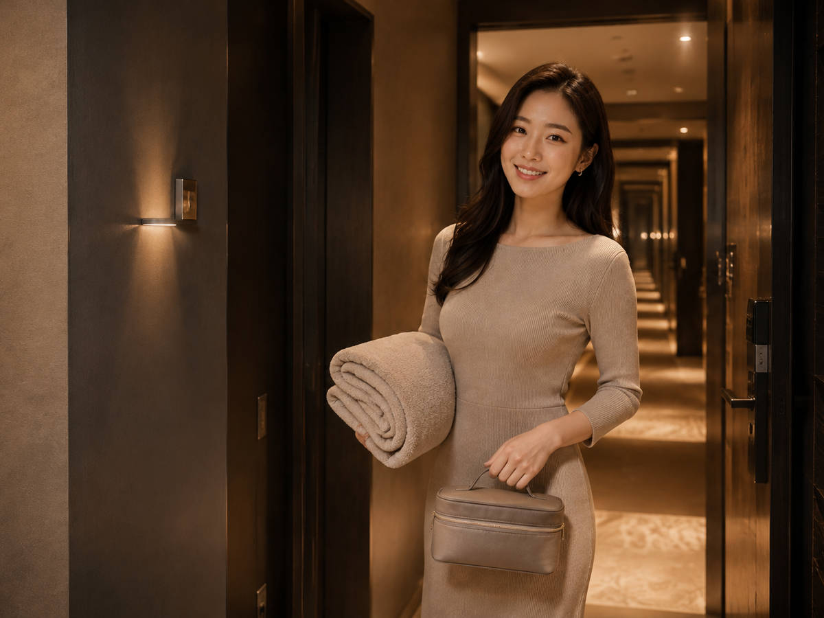 안양 범계 방문 홈케어 일정을 준비하는 젊은 성인 한국 여성 관리사